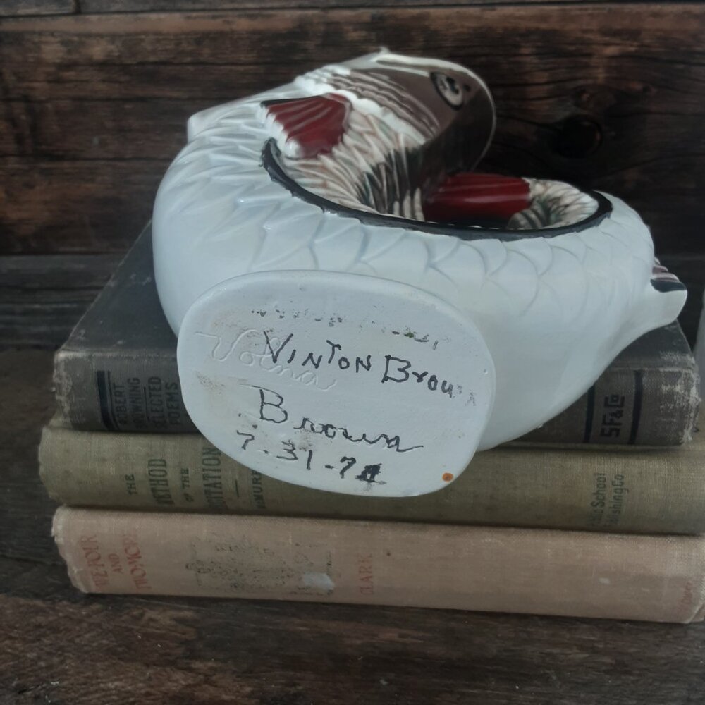 Vintage Gurgle Ceramic Fish Shaped Vase Pitcher - Picture 2 of 4